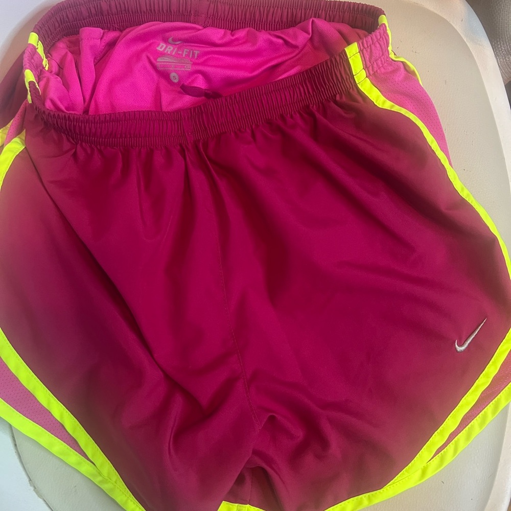 Nike Women's Pink and Yellow Dri-FIT Shorts